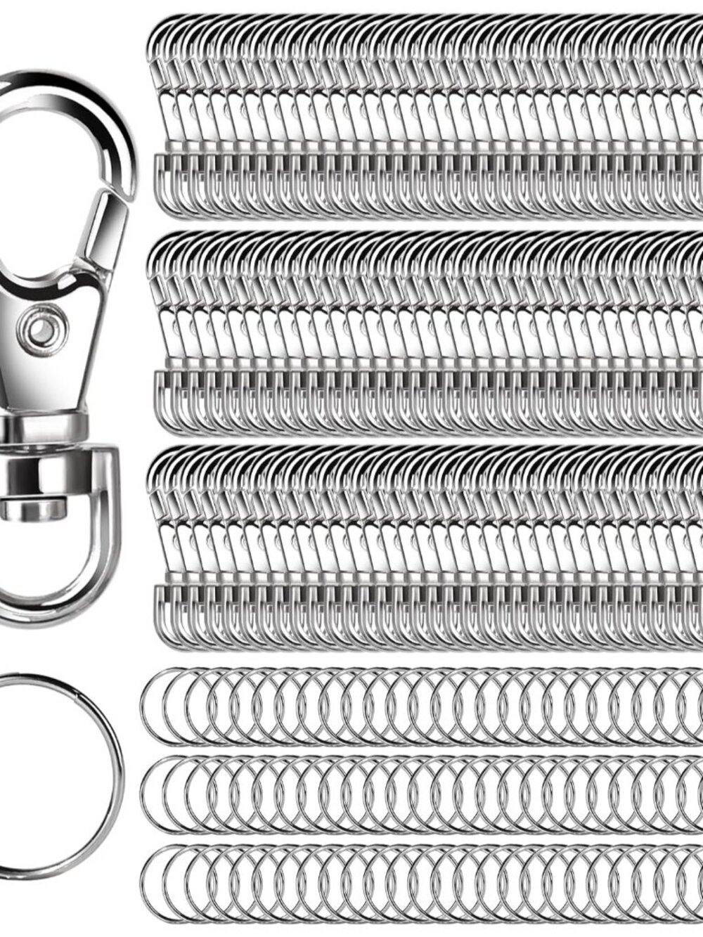 240PCS Lobster Claw Clasps and Key Rings, Keychain Making Kit, 120PCS Keychain C